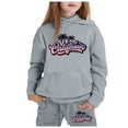 thumbnail image 1 of SUXIAN Children Long Sleeve City Place Name Hoodie Top Hoodie Pants Set Comfortable Clothing Set Grey 110, 1 of 4