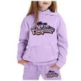 thumbnail image 1 of SUXIAN Children Long Sleeve City Place Name Hoodie Top Hoodie Pants Set Comfortable Clothing Set Light Purple 120, 1 of 4