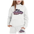 thumbnail image 1 of SUXIAN Children Long Sleeve City Place Name Hoodie Top Hoodie Pants Set Comfortable Clothing Set White 160, 1 of 4
