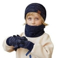thumbnail image 1 of SUXIAN Children's Winter Scarf Set for Ages 4-10 Hat Gloves Bib Navy One Size, 1 of 6
