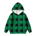 thumbnail image 1 of SUXIAN Childrens Plaid Print Hooded Sweatshirt with Pocket for Autumn Winter Casual Green 2-3 Years, 1 of 4