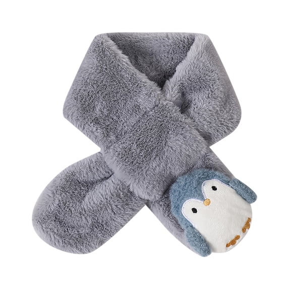 SUXIAN Childrens Scarf Cute Imitation Rabbit Cartoon Penguin Christmas Warm Black A