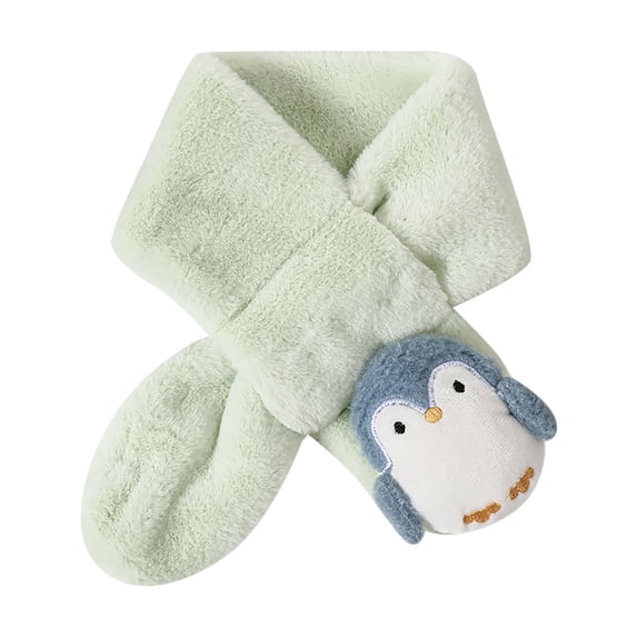 SUXIAN Childrens Scarf Cute Imitation Rabbit Cartoon Penguin Christmas Warm Green A