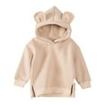 thumbnail image 1 of SUXIAN Childrens Solid Color Hooded Sweatshirt with 3D Ears for Toddler Casual Age -3T Beige 3-6 Months, 1 of 3