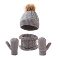 thumbnail image 1 of UJNDER Childrens Winter Scarf Set Knit Lined Neck Warmer Mittens for Boys and Girls Grey_#1 One Size, 1 of 5