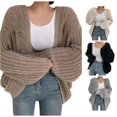 thumbnail image 1 of SUXIAN Cardigan Sweaters for Women Thick Needle Knit Autumn Winter Balloon Sleeve Solid Versatile Coat Womens Cardigans, 1 of 4
