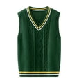 thumbnail image 1 of SUXIAN Classic V Neck School Sweater Vest for Girls Knit Cardigan Comfortable Academic Style Green 15-16 Years, 1 of 5