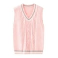 thumbnail image 1 of SUXIAN Classic V Neck School Sweater Vest for Girls Knit Cardigan Comfortable Academic Style Pink 11-12 Years, 1 of 7
