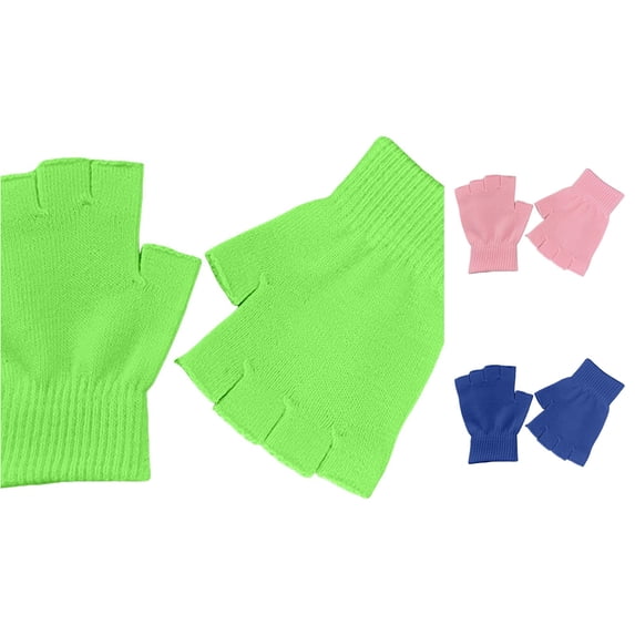 SUXIAN Cold Weather Gloves Winter Acrylic Knitted Thermal Convertible Fingerless Mittens Unisex Hand Warmers Outdoor Insulated Gloves Green One Size