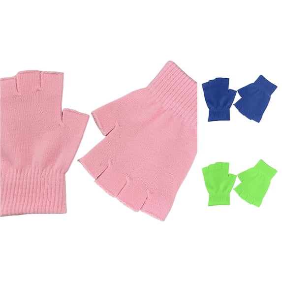 SUXIAN Cold Weather Gloves Winter Acrylic Knitted Thermal Convertible Fingerless Mittens Unisex Hand Warmers Outdoor Insulated Gloves Pink One Size