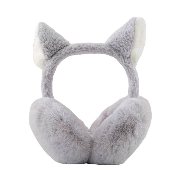 SUXIAN Cute Cat Earmuffs Winter Warm Outdoor Headband Ear Covers for Cold Weather Hair Accessories Grey One Size