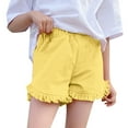 thumbnail image 1 of SUXIAN Denim Set Girl's Solid Color Jean Shorts High Waisted Wide Leg Jeans Shorts Patchwork Loose Fit Denim Yellow 6-7 Years, 1 of 7