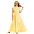 thumbnail image 1 of SUXIAN Dresses for Girls Chiffon Long Sleeve Summer Party Soft Flowy Formal Evening Toddler Girl Dress Yellow 12-13 Years, 1 of 4