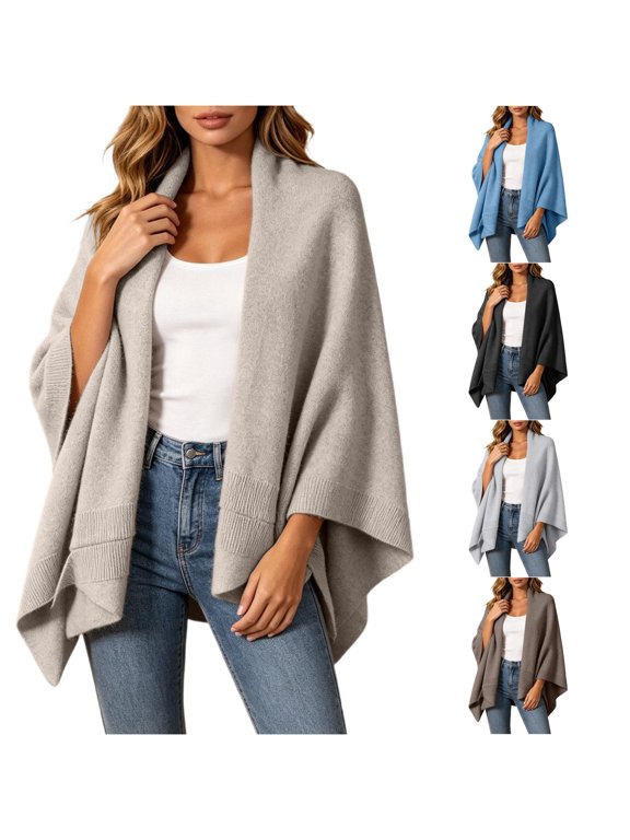 Duster Cardigan Versatile Solid Relaxed Knit Cozy Winter Wool Blend Two Way Shawl Collar Top Long Sleeve Womens Cardigan Sweaters