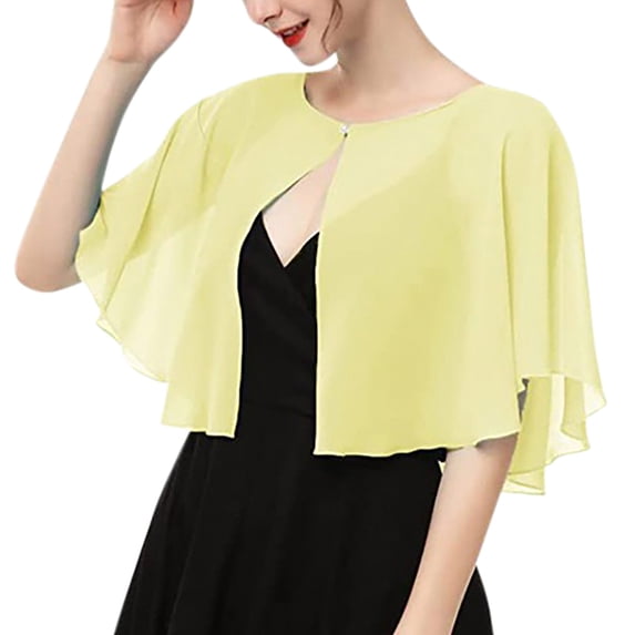 SUXIAN Elegant Soft Chiffon Scarves for Women Stylish Shawls and Wraps for Dresses and Special Occasions Yellow One Size