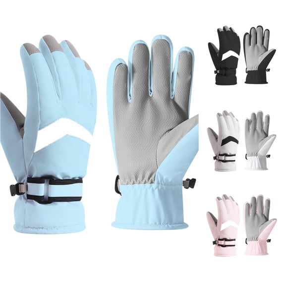 SUXIAN Exercise Gloves Winter Ski Lined Thickened Windproof - Touchscreen Outdoor Sports Cycling Riding Work Out Gloves Light Blue One Size