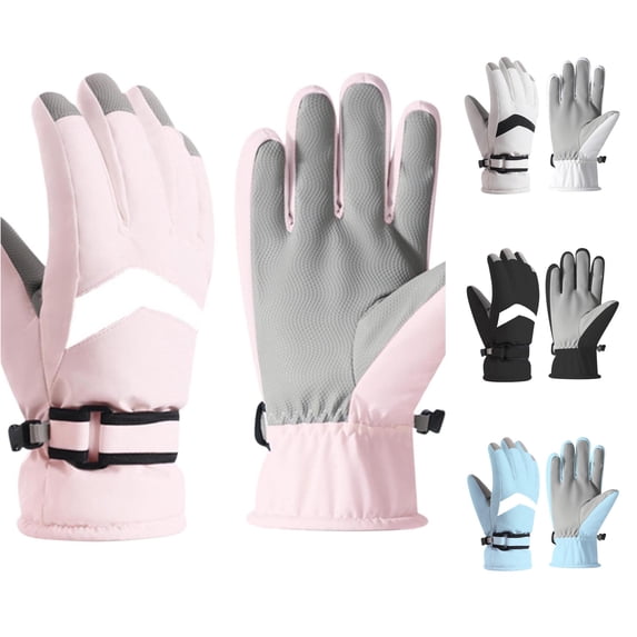 SUXIAN Exercise Gloves Winter Ski Lined Thickened Windproof - Touchscreen Outdoor Sports Cycling Riding Work Out Gloves Pink One Size