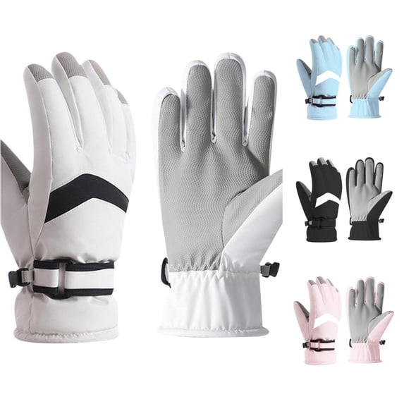 SUXIAN Exercise Gloves Winter Ski Lined Thickened Windproof - Touchscreen Outdoor Sports Cycling Riding Work Out Gloves White One Size