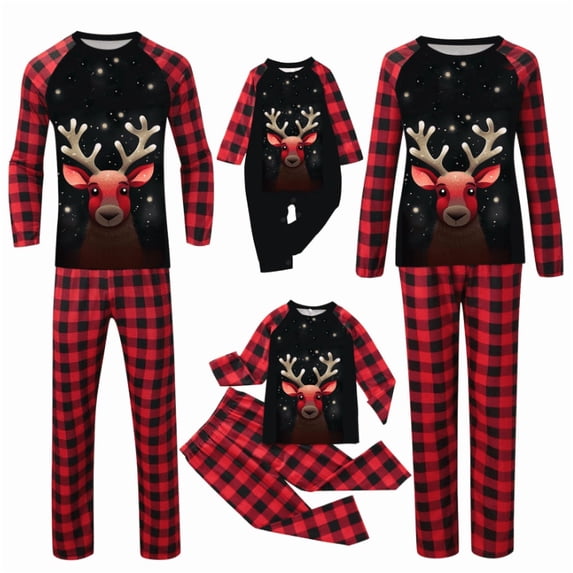 SUXIAN Family Christmas Pajamas Long Sleeve T Shirt and Pants Holiday Dad Pajamas Men