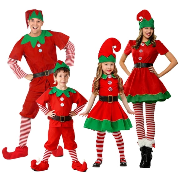 SUXIAN Family Matching Christmas Santa 3 Piece Set Comfortable Holiday Party Festive Cosplay Performance Celebration Outfit