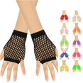 thumbnail image 1 of SUXIAN Fingerless Gloves Carnival Coarse Net Fishnet Stretchy Short Solid Punk Half Finger Nightclub Party Style Gloves Women Black One Size, 1 of 3