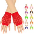 thumbnail image 1 of SUXIAN Fingerless Gloves Carnival Coarse Net Fishnet Stretchy Short Solid Punk Half Finger Nightclub Party Style Gloves Women Red One Size, 1 of 3