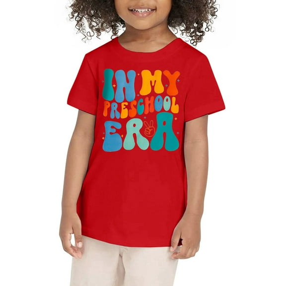 SUXIAN First Day Of School Print T Shirt for Kids boy t shirts Preschool Kindergarten Wear Red_#1 9-10 Years