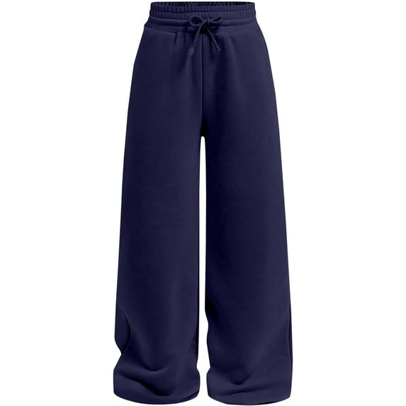 SUXIAN Girls Athletic Pants Elastic Waist Straight Leg Joggers Soft Comfortable Playwear Trousers Toddler Kids Baggy Sweatpants Girls Dark Blue 13-14 Years