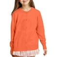 thumbnail image 1 of SUXIAN Girls Coat Knit Cardigan Sweater Soft Lightweight Outerwear Casual Round Neck for Toddler Kids Orange 2-3 Years, 1 of 5