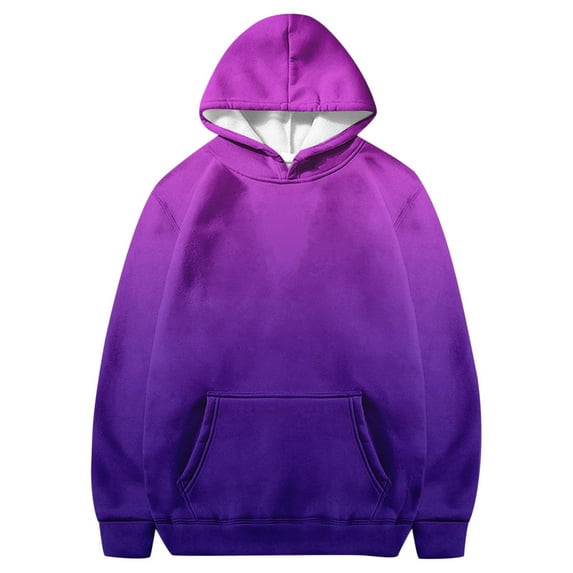SUXIAN Girls Hoodies Gradient Color Round Neck with Pocket for Sports Casual Wear F_#1 13-14 Years