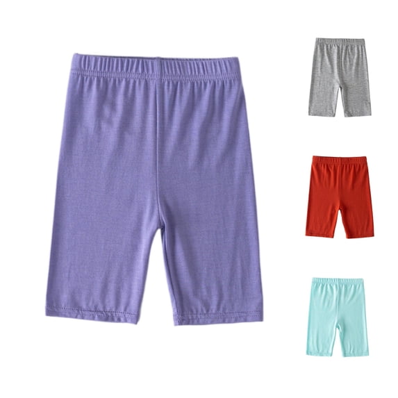 SUXIAN Girls Leggings Soft Breathable Summer Stretchy Elastic Waist Comfortable Casual Outfit Toddler Kids Leggings for Girls Purple 6-7 Years