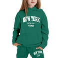 thumbnail image 1 of SUXIAN Girls Outfits Hoodies Letter Print Sweatshirt Stylish and Comfortable Everyday Wear Comfortable Clothing Set Dark Green 130, 1 of 4