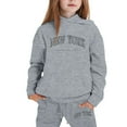 thumbnail image 1 of SUXIAN Girls Pajamas Outfits Hoodies Letter Print Sweatshirt Stylish and Comfortable Everyday Wear for Ages 2 to 16 #4_Grey 9-10 Years, 1 of 4