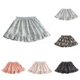 thumbnail image 1 of SUXIAN Girls Pleated Skirt Soft Floral Print Chiffon A-Line Summer Outfit Stretchy Casual Princess Style For Kids Pleated Skirts Light Blue 5-6 Years, 1 of 3