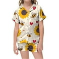 thumbnail image 1 of SUXIAN Girls Print Short Sleeve Buttoned Pajama Set with Pockets Comfortable Home Loungewear for Ages 2-13 Girls Pajamas Beige_#6 8-9 Years, 1 of 4