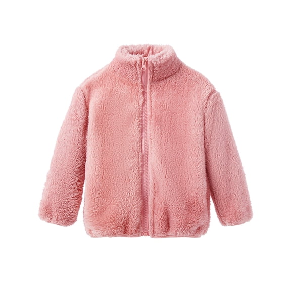 SUXIAN Girls Reversible Jacket Winter Lined Zip Up Coat for Toddlers and Kids Soft Warm Outerwear Girls Coat Red 4-5 Years