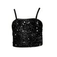thumbnail image 1 of SUXIAN Girls Shiny Sequined Sleeveless Tank Top Versatile Tops for Fashion for Students and Kids 2 to 15 Years Black 6-7 Years, 1 of 4