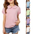 thumbnail image 1 of SUXIAN Girls Short Sleeve Blouses Casual Collar Short Sleeve Lightweight Top Toddler Girl Blouses Pink 18-24 Months, 1 of 8