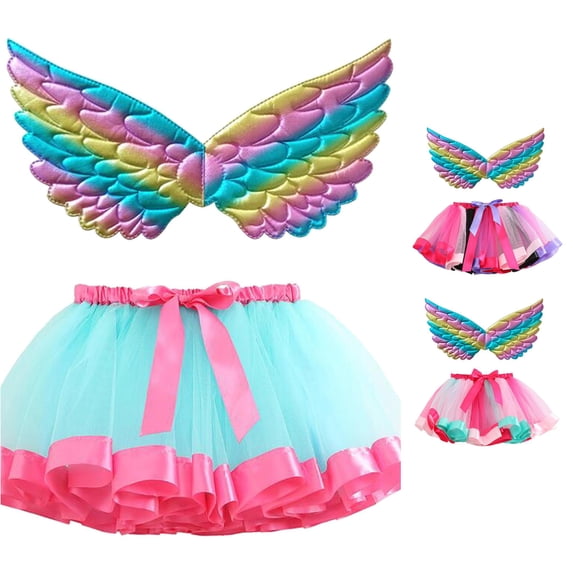 SUXIAN Girls Skirt Carnival Patchwork Color Mesh Tutu Ballet Dance Party With Outfit For Kids Toddler Girls Skirts Blue_002 9-11 Years
