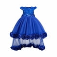 thumbnail image 1 of SUXIAN Girls Summer Dress Sparkly Wedding Embroidered Long Sleeve Puffy Formal Party Toddler Princess Dress Blue 7-8 Years, 1 of 4