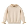 thumbnail image 1 of SUXIAN Girls Sweater Layering Lace Collar Knit Pullover Top Soft Comfortable for Toddler and Kids Fashion Blouse Beige 3-4 Years, 1 of 5