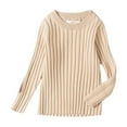 thumbnail image 1 of SUXIAN Girls Sweaters Soft Knit Pullover Comfortable Round Neck Long Sleeve for Toddler Kids Casual Warm Fall Winter Khaki 4-5 Years, 1 of 8