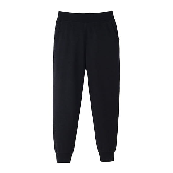 SUXIAN Girls Sweatpants Winter Boys Kids Solid Loose Trousers Pants Sport Pants Sweatpants for Girls Black 8-9 Years