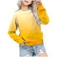 thumbnail image 1 of SUXIAN Girls Sweatshirt Gradient Print Round Neck Long Sleeve for Autumn Winter Casual Hoodless Wear Yellow 11-12 Years, 1 of 3