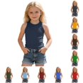 thumbnail image 1 of SUXIAN Girls Tops Ribbed Tank Top Solid Color Casual Sleeveless Tee for Everyday Comfort Unisex Kids Toddler Girl Shirts Navy 7-8 Years, 1 of 4