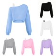 thumbnail image 1 of SUXIAN Girls Workout Blouses Off Shoulder Asymmetrical Long Sleeve Cute Crop Top Sweatshirt Style Girls Going Out Blouses Blue 13-14 Years, 1 of 4