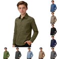 thumbnail image 1 of SUXIAN Going Out Blouses Long Sleeve For Boys Casual Blend Classic Fit Button Down Comfortable Top Boys Blouses Army Green 7-8 Years, 1 of 4