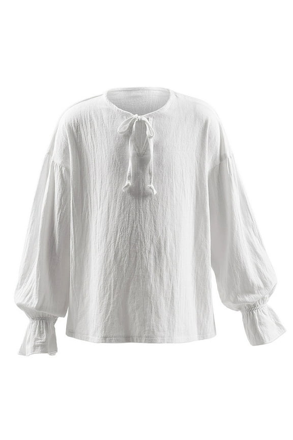 Halloween Children's Boy's Girl's Scottish Jacobite Shirts Long Sleeve Lace Up Dress Shirt for Kids White 2-3 Years