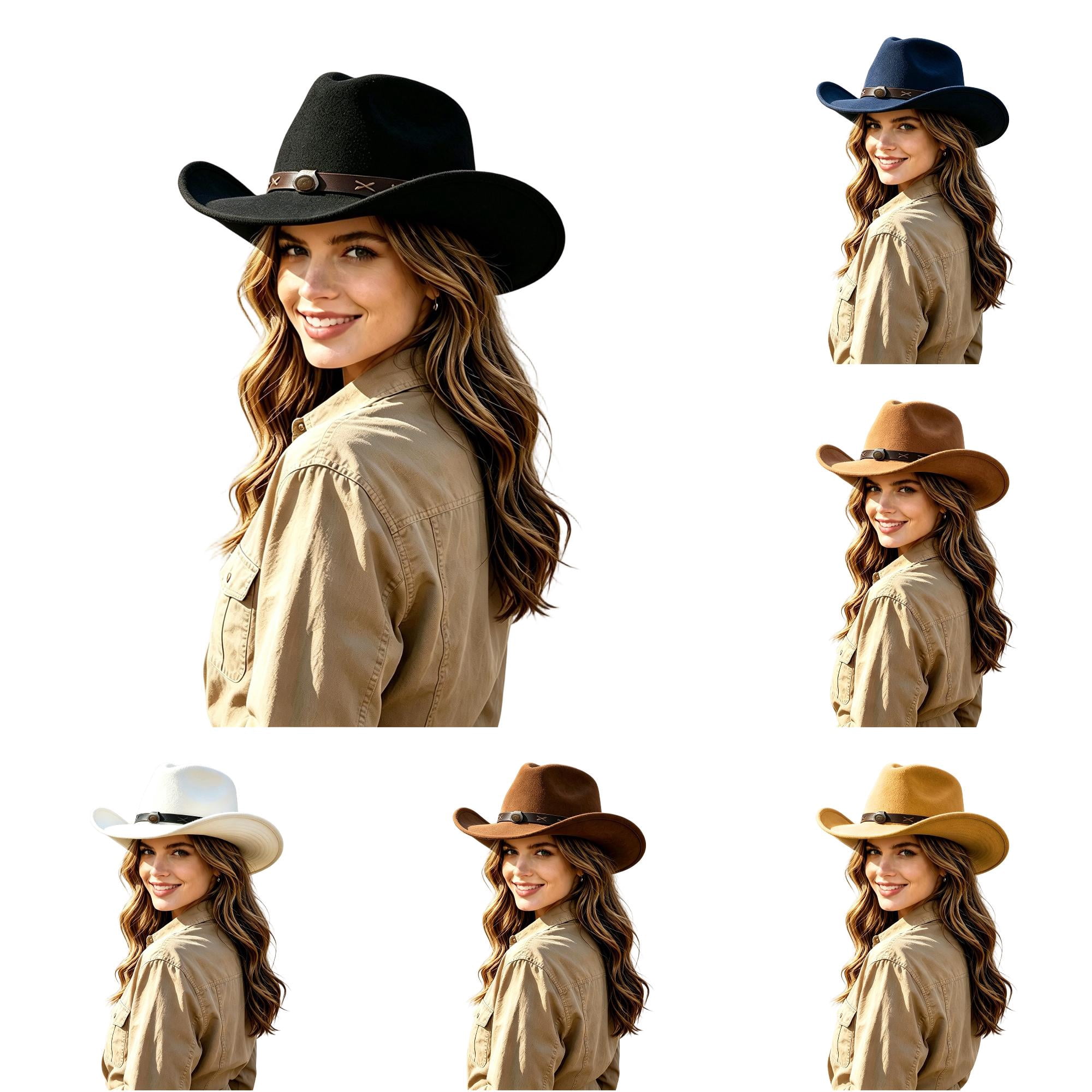 SUXIAN Hat for Women Men Straw Wide Brim Western Cowboy Hat Spring ...