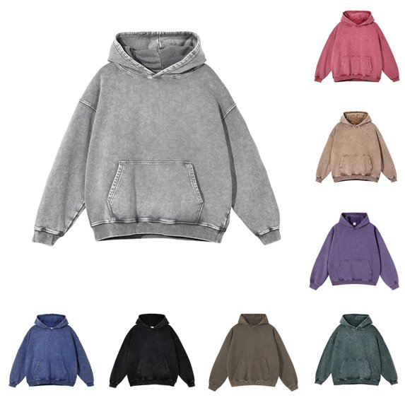 SUXIAN Hooded Sweatshirt Women Distressed Oversized Washed Long Sleeve Soft Lined Womens Hoodies XL(3)